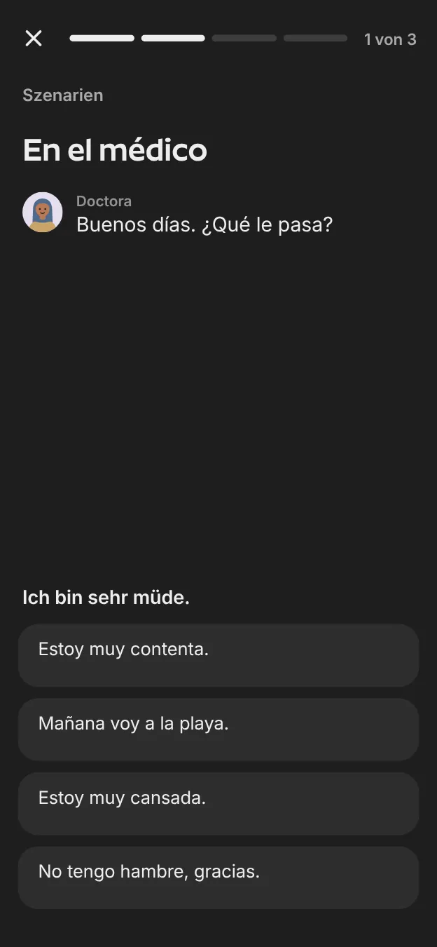 Ein Übungsszenario auf Spanisch: beim Arzt