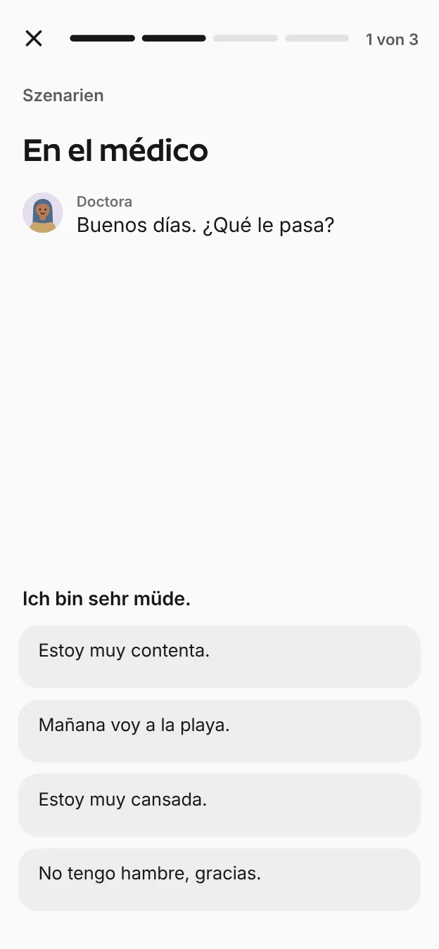 Ein Übungsszenario auf Spanisch: beim Arzt